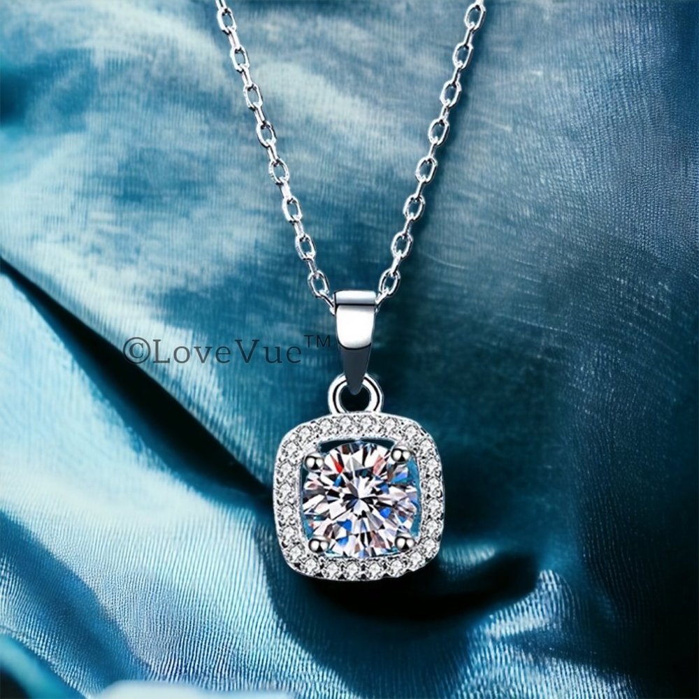 Certified 5ct. t.w. Diamond Square Frame Halo Necklace